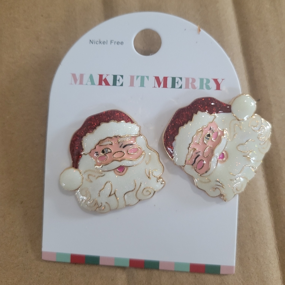 TARGET Classic Saint Nick Nickel Free Post Earrings Holiday Teacher Christmas